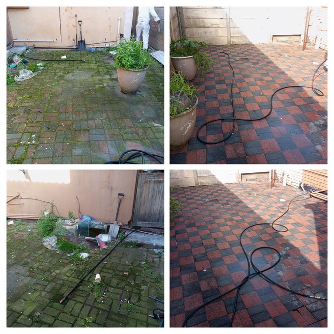 Patio paving restored to original colour, Cape Town