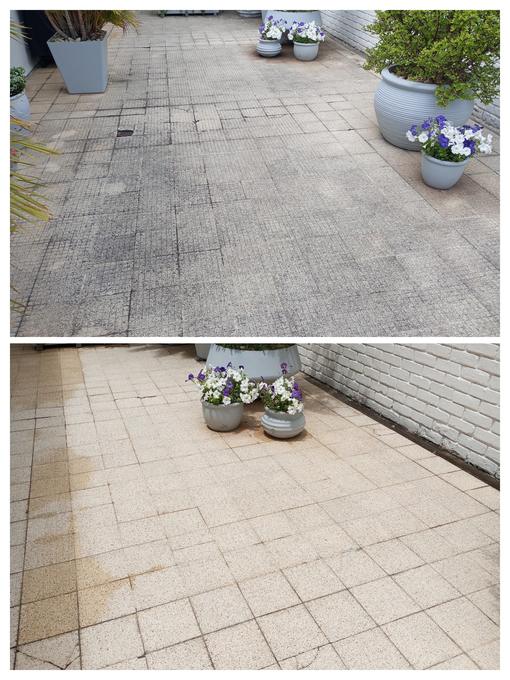 Black algae removed from a pool surround, Cape Town