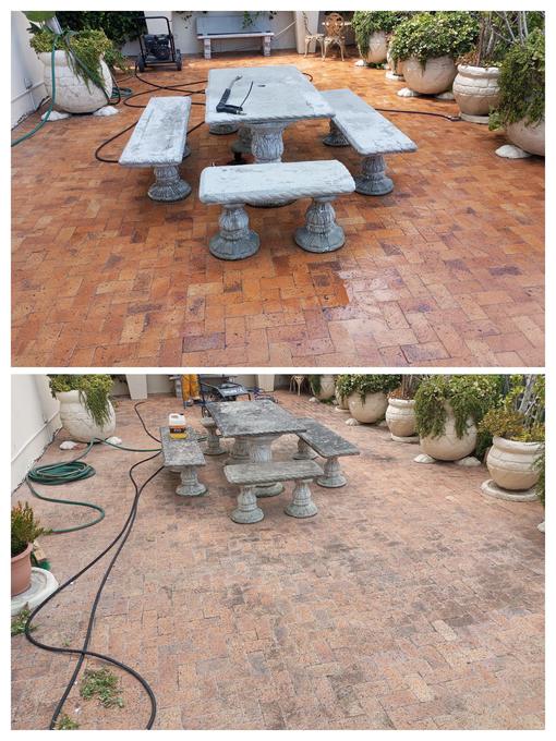 Braai area paving restored to original colour, Cape Town