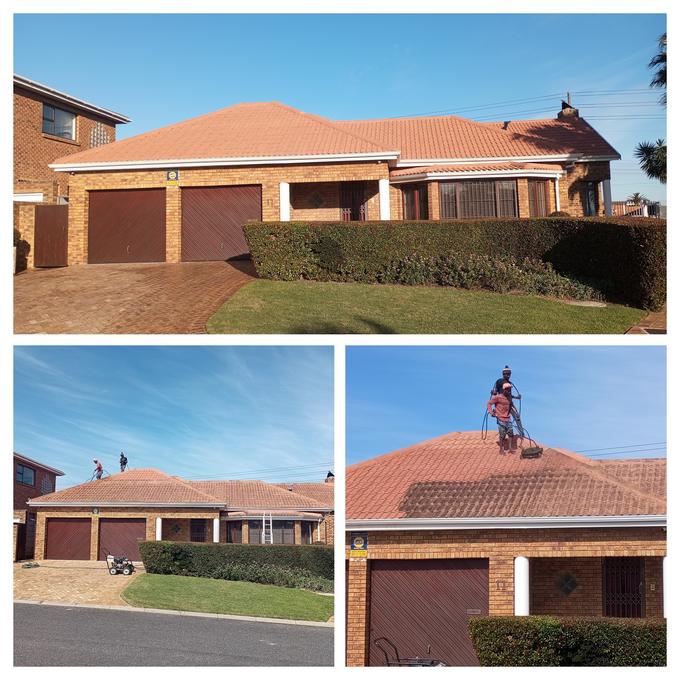 Tile roof before and after professional cleaning, Cape Town home